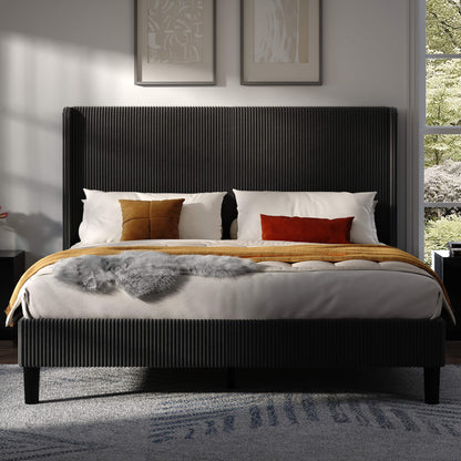 Clyvia Corduroy Upholstered Bed Frame-Full/Queen/King Amerlife