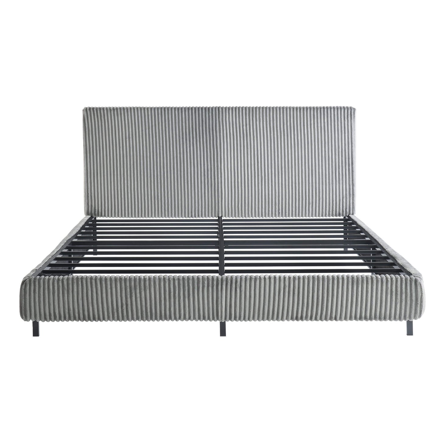 Velmure Corduroy Platform Bed Frame - K-Grey