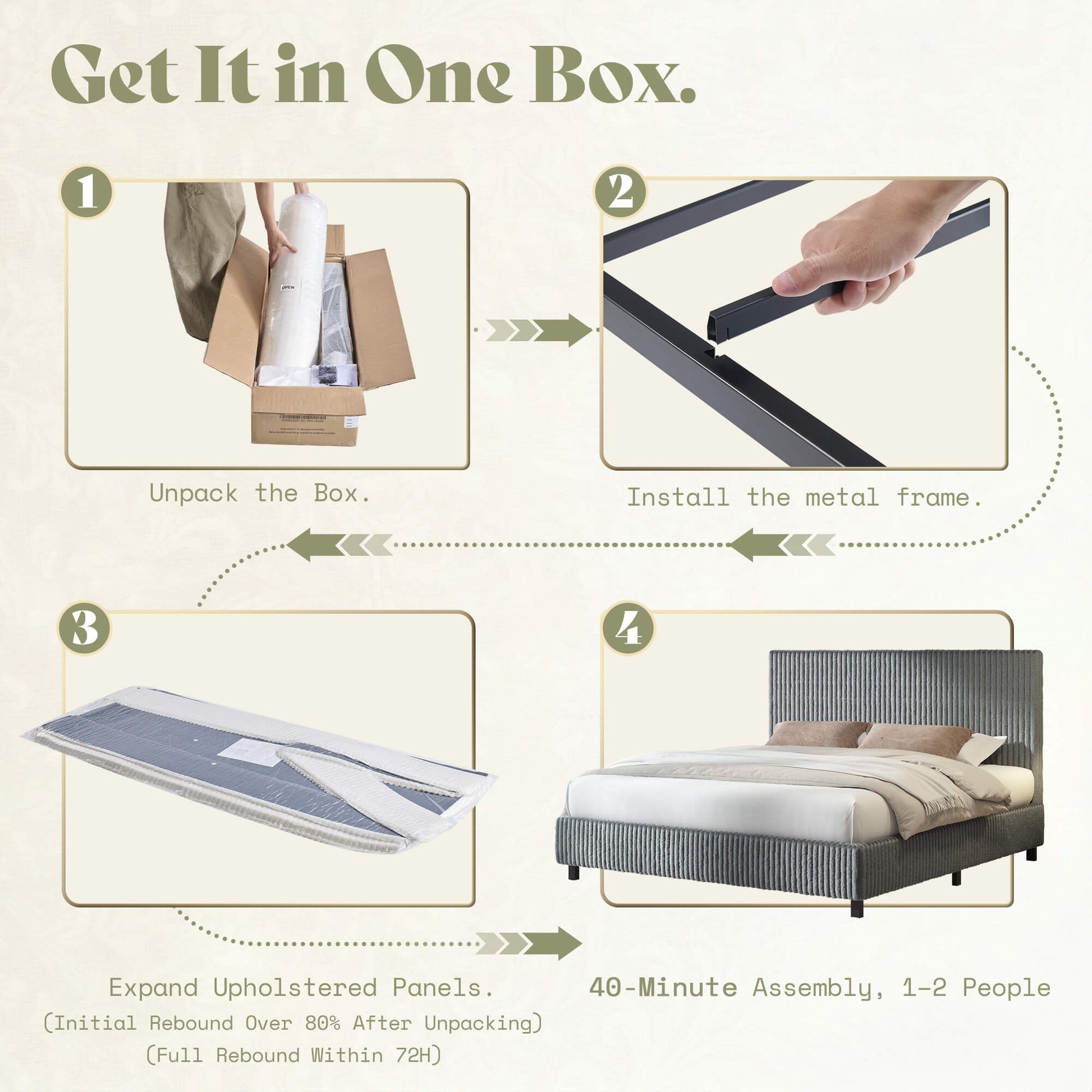 Velmure Corduroy Platform Bed Frame - K-Grey