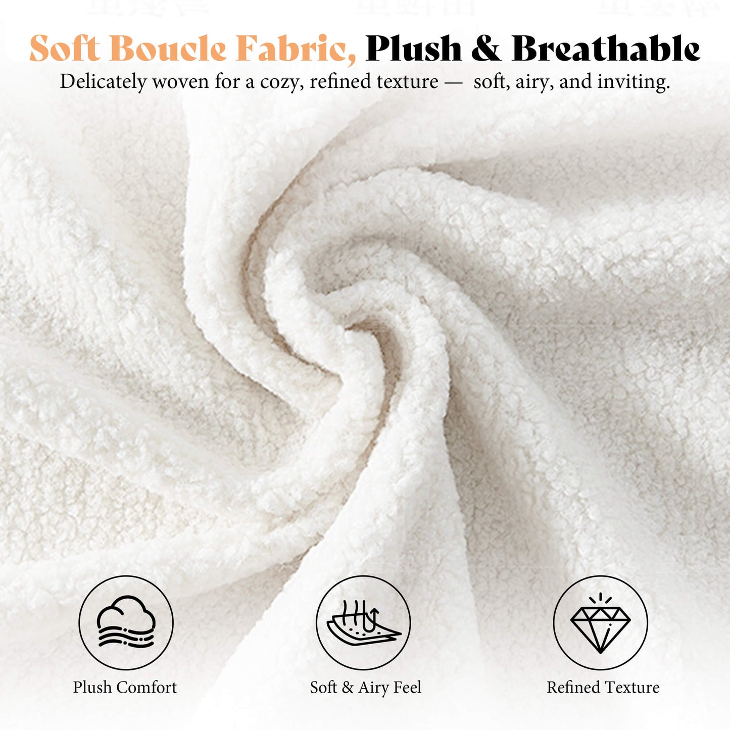 Cloudscape Boucle Upholstered Bed Frame-Queen_White