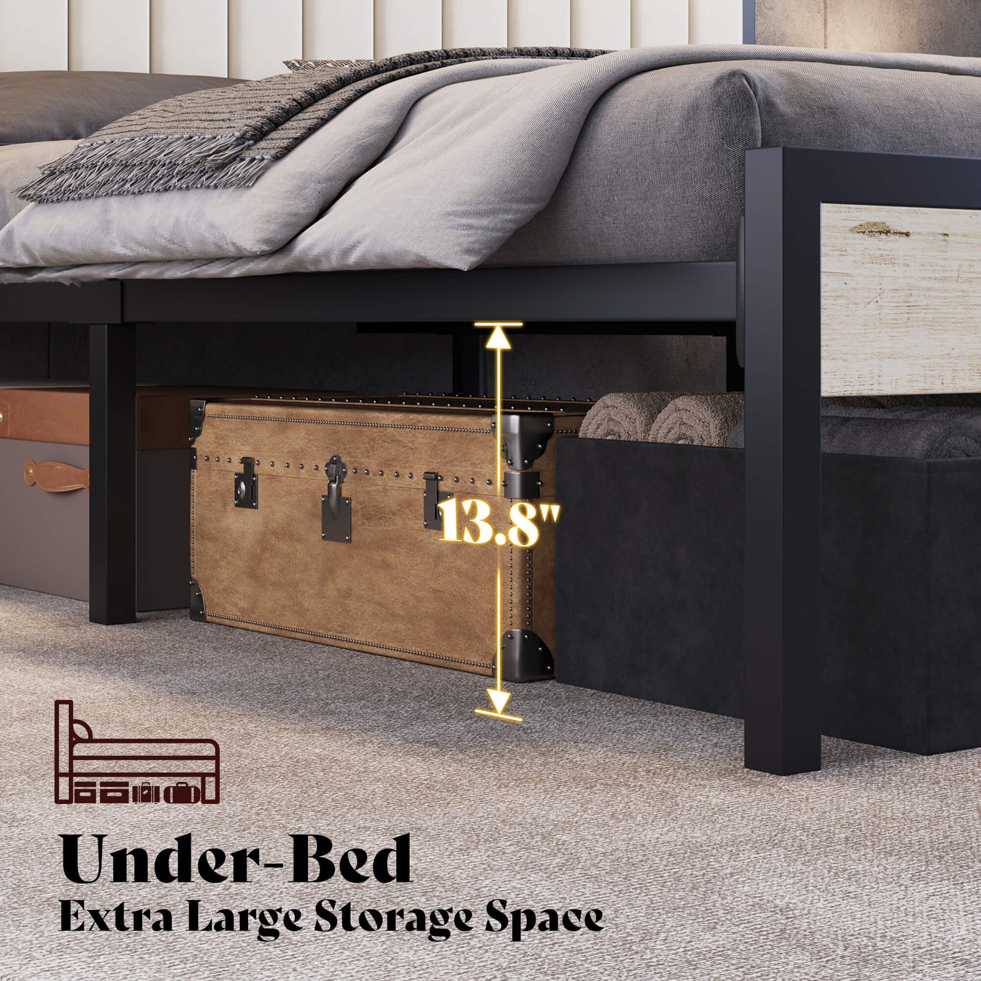 Veltrix LED Storage Velvet Bed Frame Amerlife