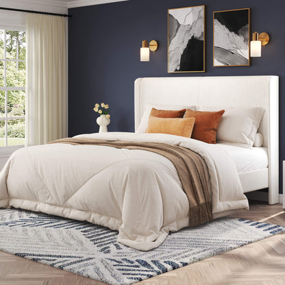 Clyvia Corduroy Upholstered Bed Frame-Full/Queen/King Amerlife