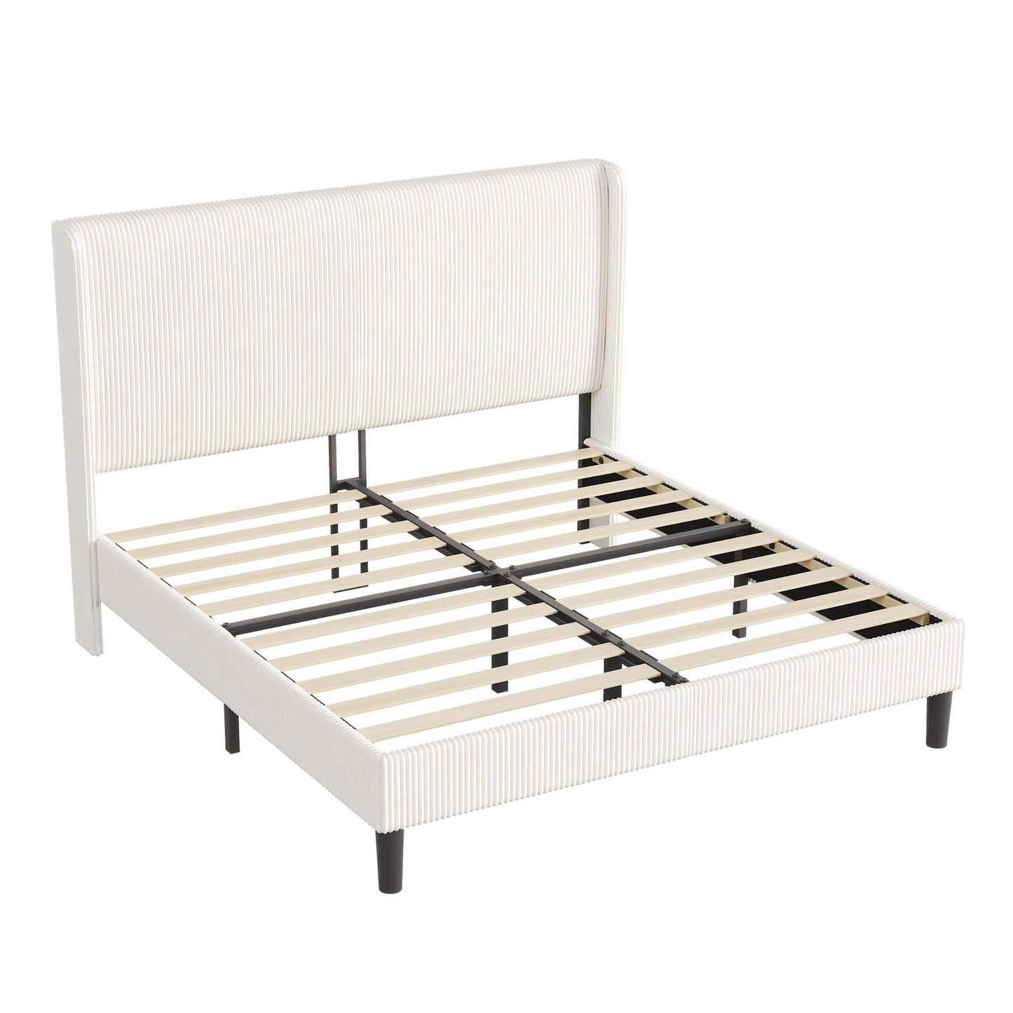 Clyvia Corduroy Upholstered Bed Frame-Full/Queen/King Amerlife