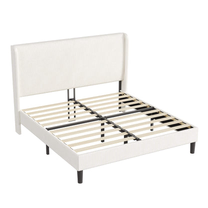Clyvia Corduroy Upholstered Bed Frame-Full/Queen/King Amerlife