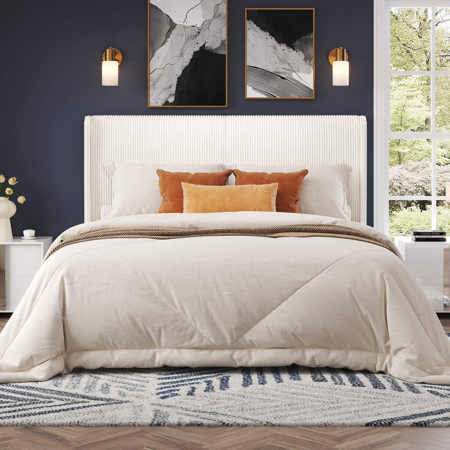 Clyvia Corduroy Upholstered Bed Frame-Full/Queen/King Amerlife