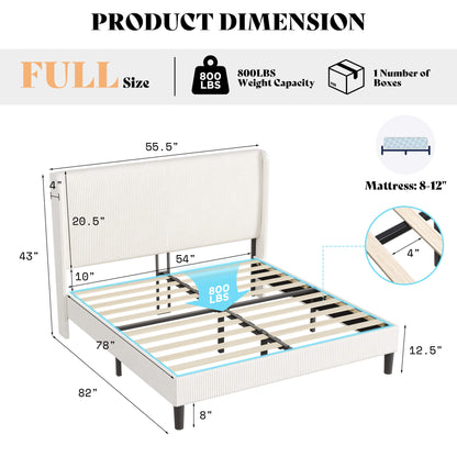 Clyvia Corduroy Upholstered Bed Frame-Full/Queen/King Amerlife