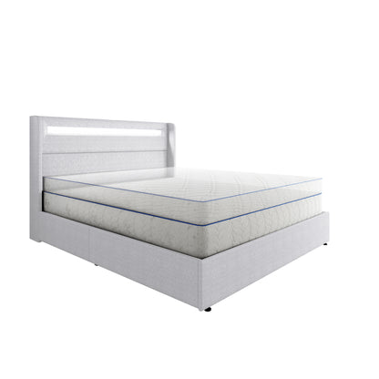 The ablion kind cream variant on a white background showcasing the mattress width and length that it can support