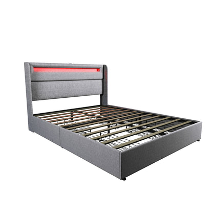 A side view of the light grey albion king sized bed 