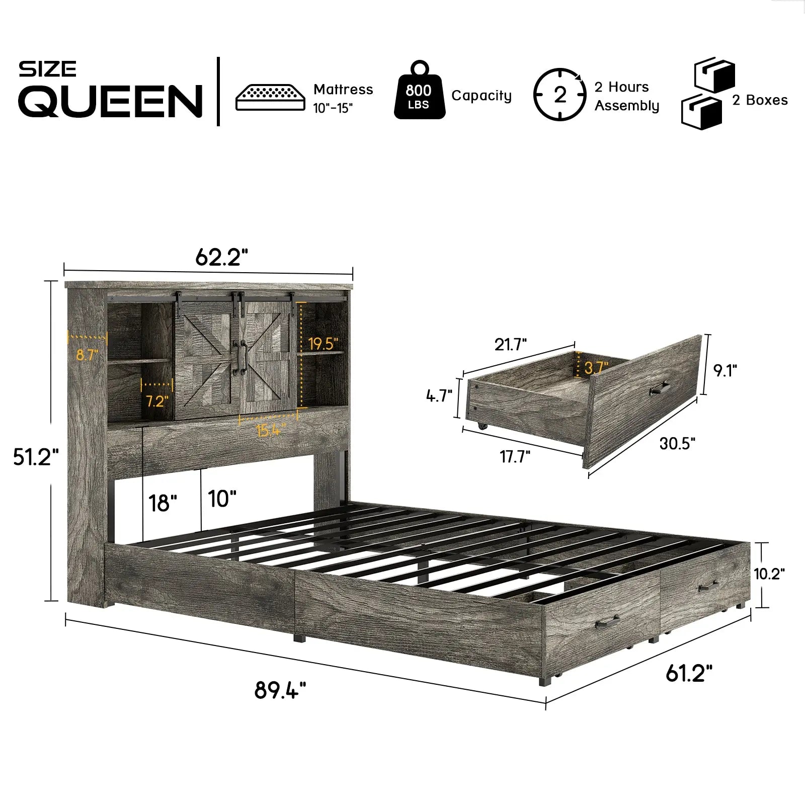 Queen / Rustic Grey