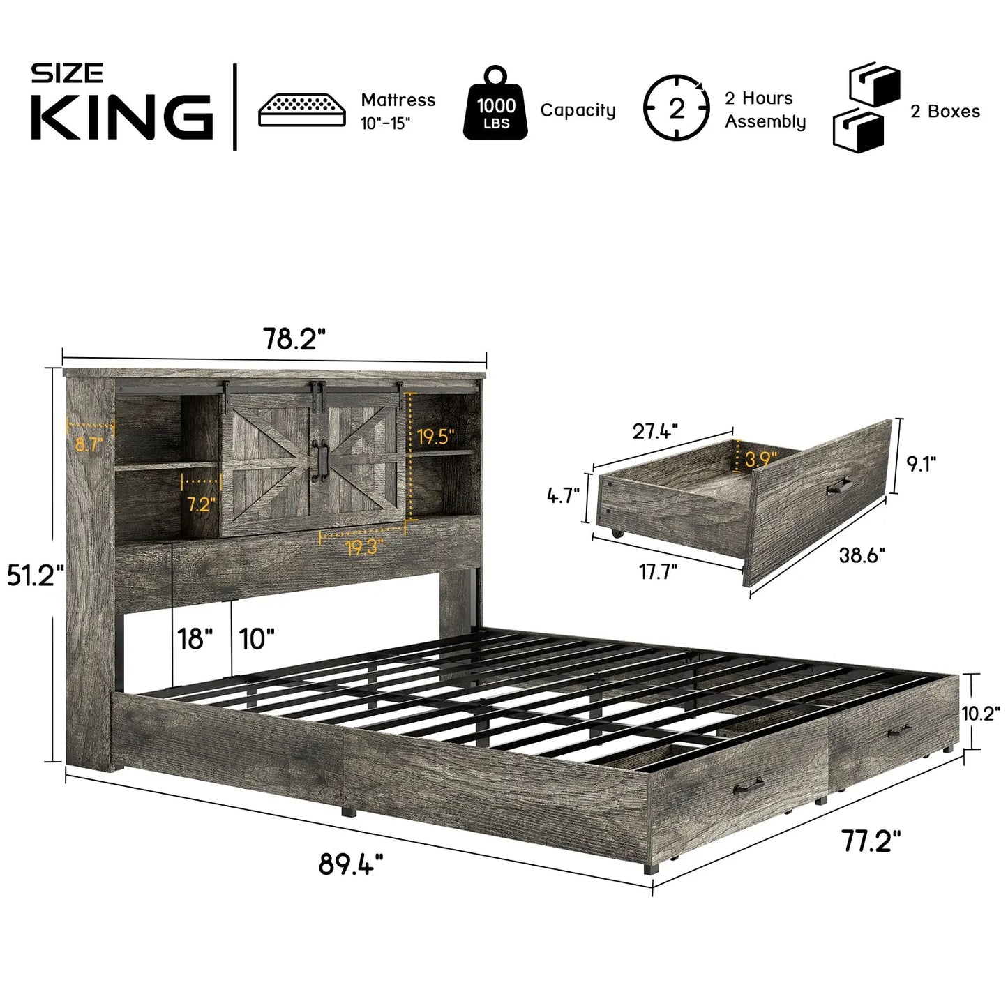 King / Rustic Grey