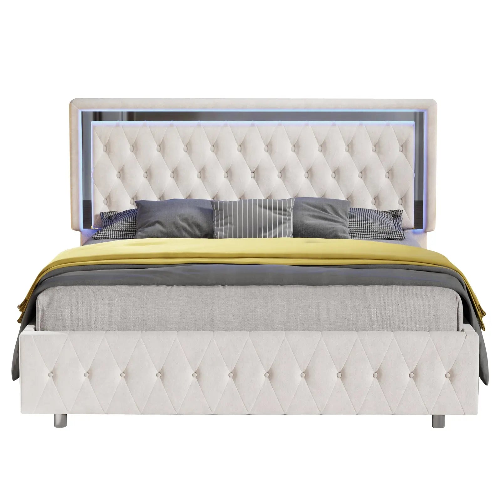 White velvet bed frame queen online