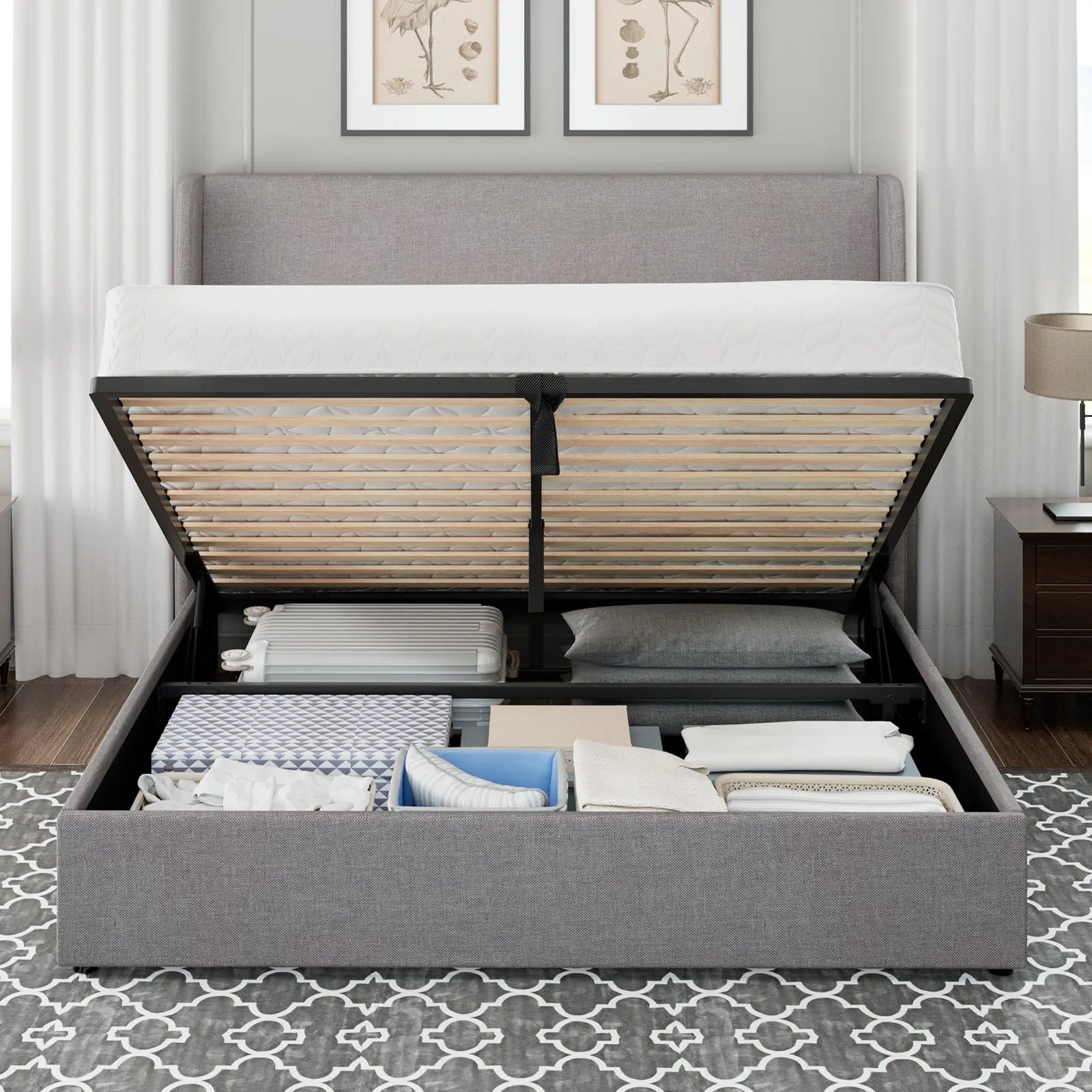 Platform bed drawers king online