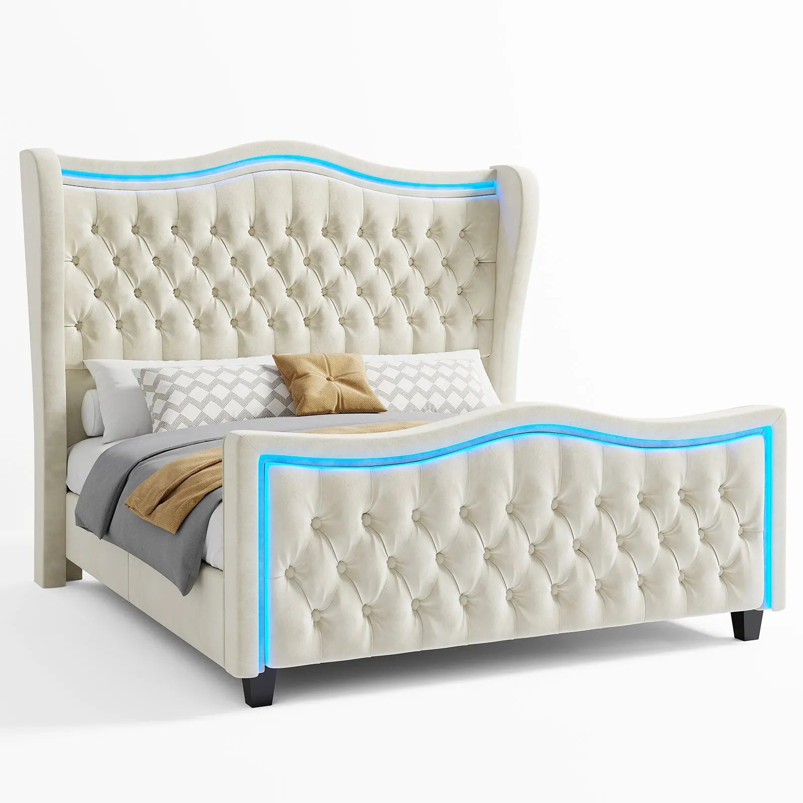 Ivory white carter metal bed frame online