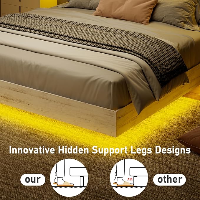 Zane Farmhouse Floating Bed Frame