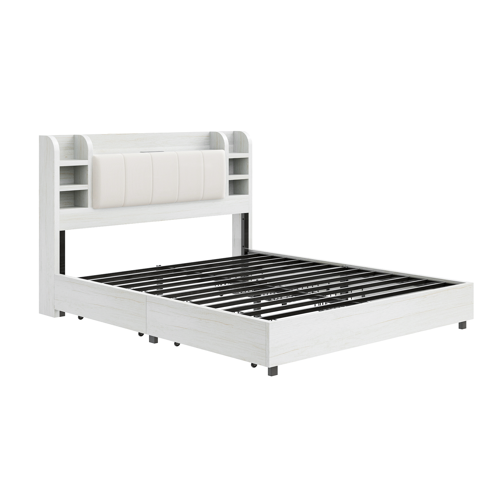 Merritt Wooden Storage Bed Frame -Queen / White