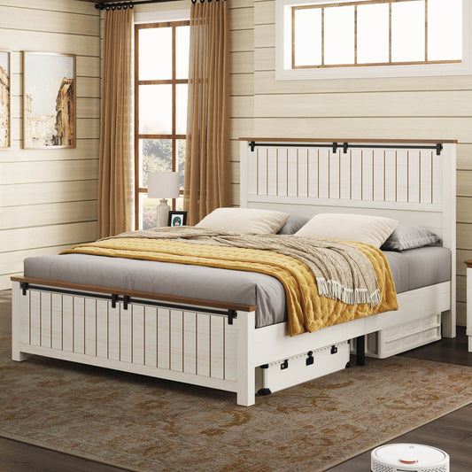 Tennyson Storage Wooden Bed Frame-Queen(White)