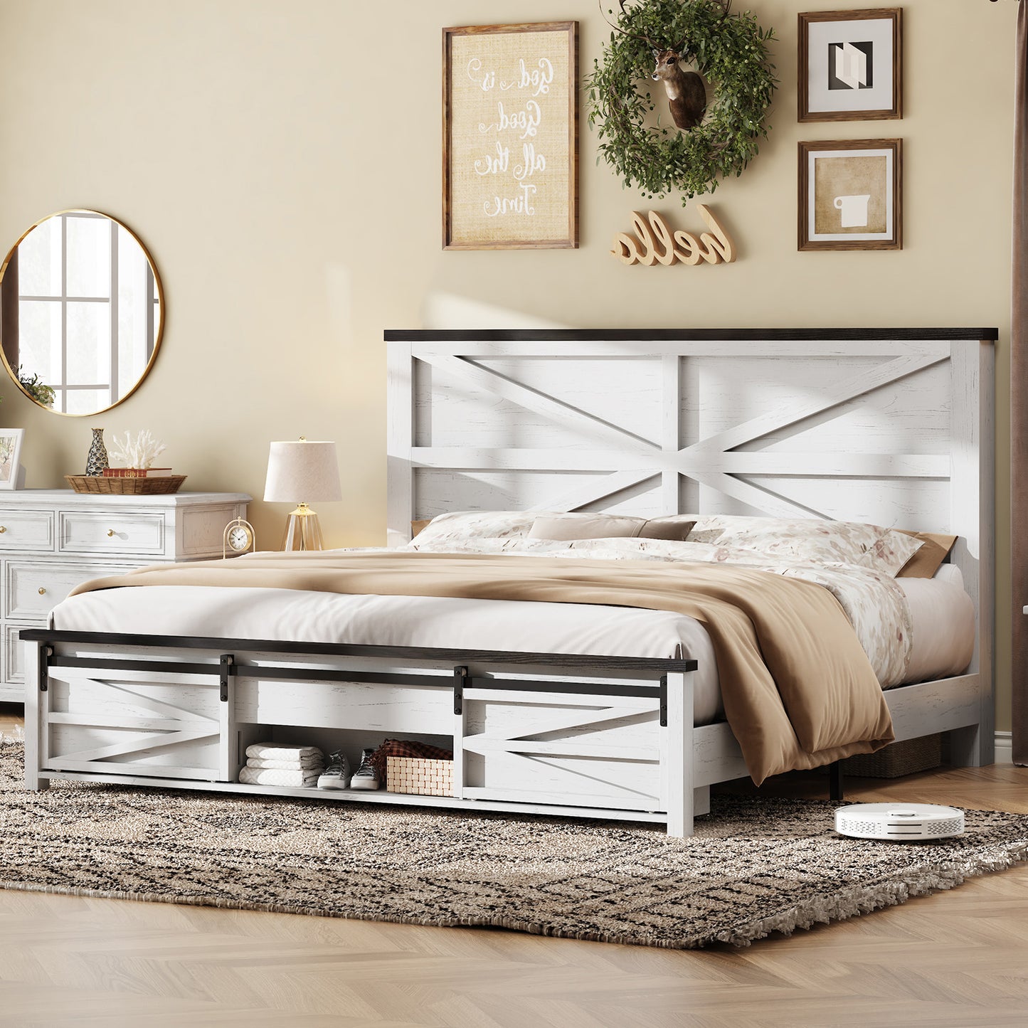 Barrow Bed Frame - King / White