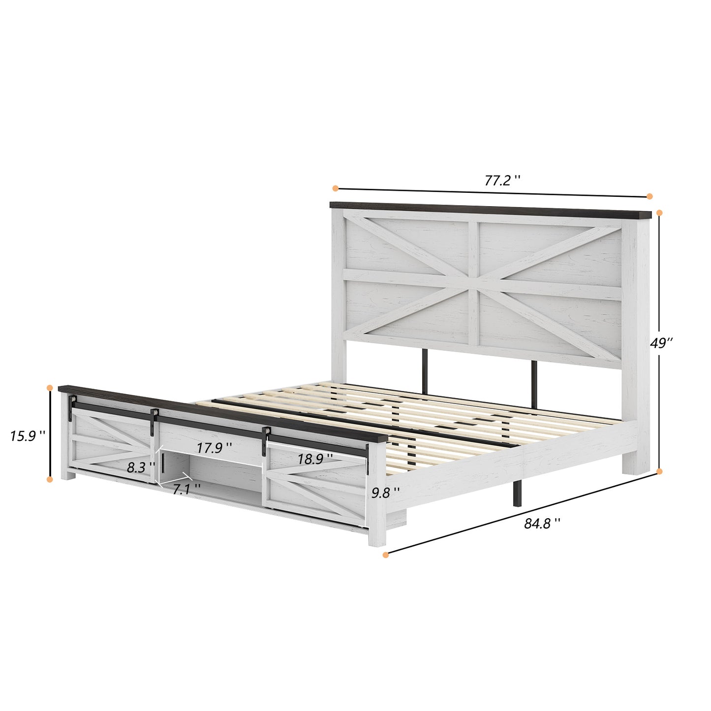 Barrow Bed Frame - King / White