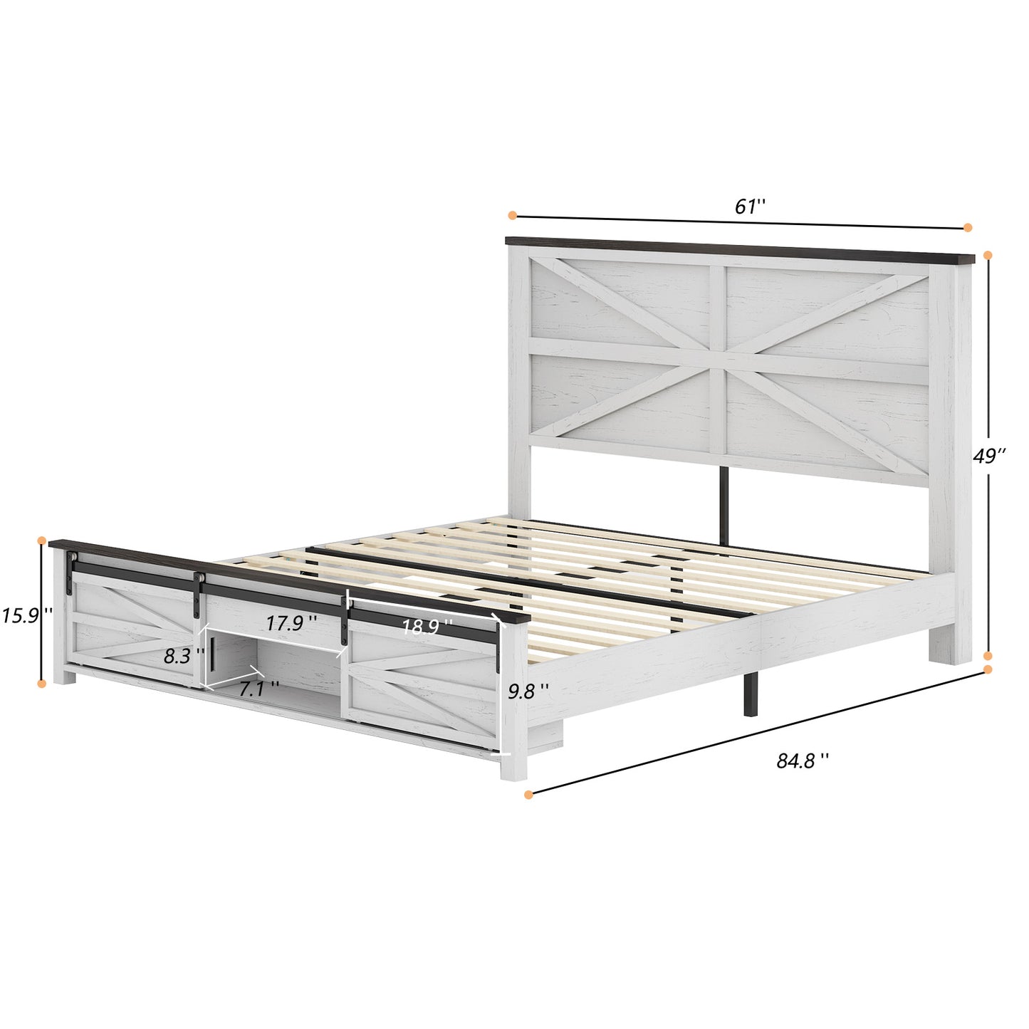 Barrow Bed Frame - Queen / White