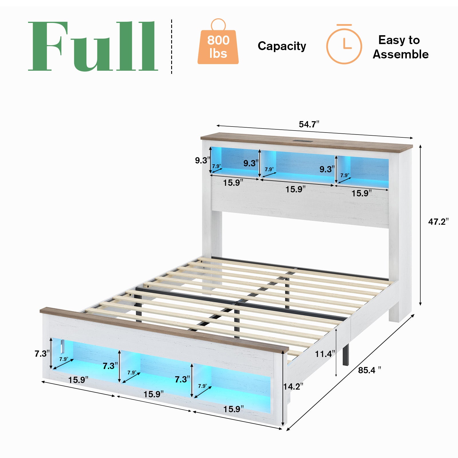 Larkin Storage Bed Frame - Full / Antique White