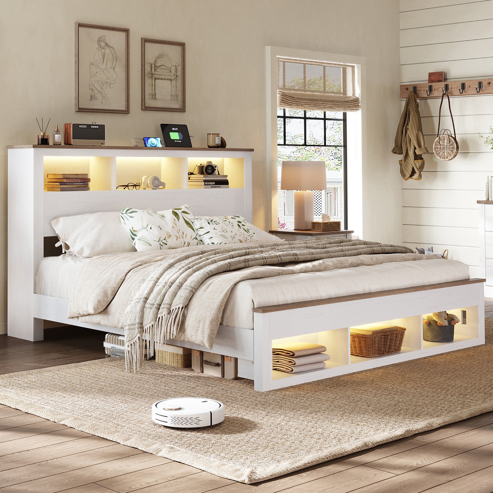 Larkin Storage Bed Frame - King / Antique White