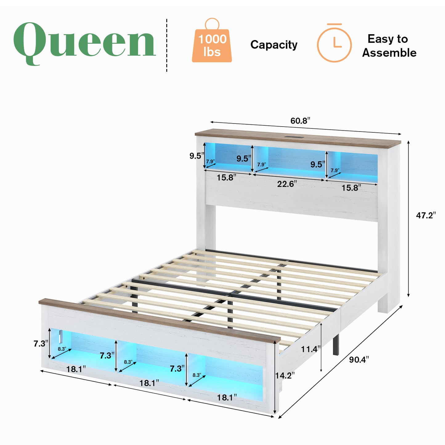 Larkin Storage Bed Frame - Queen / Antique White