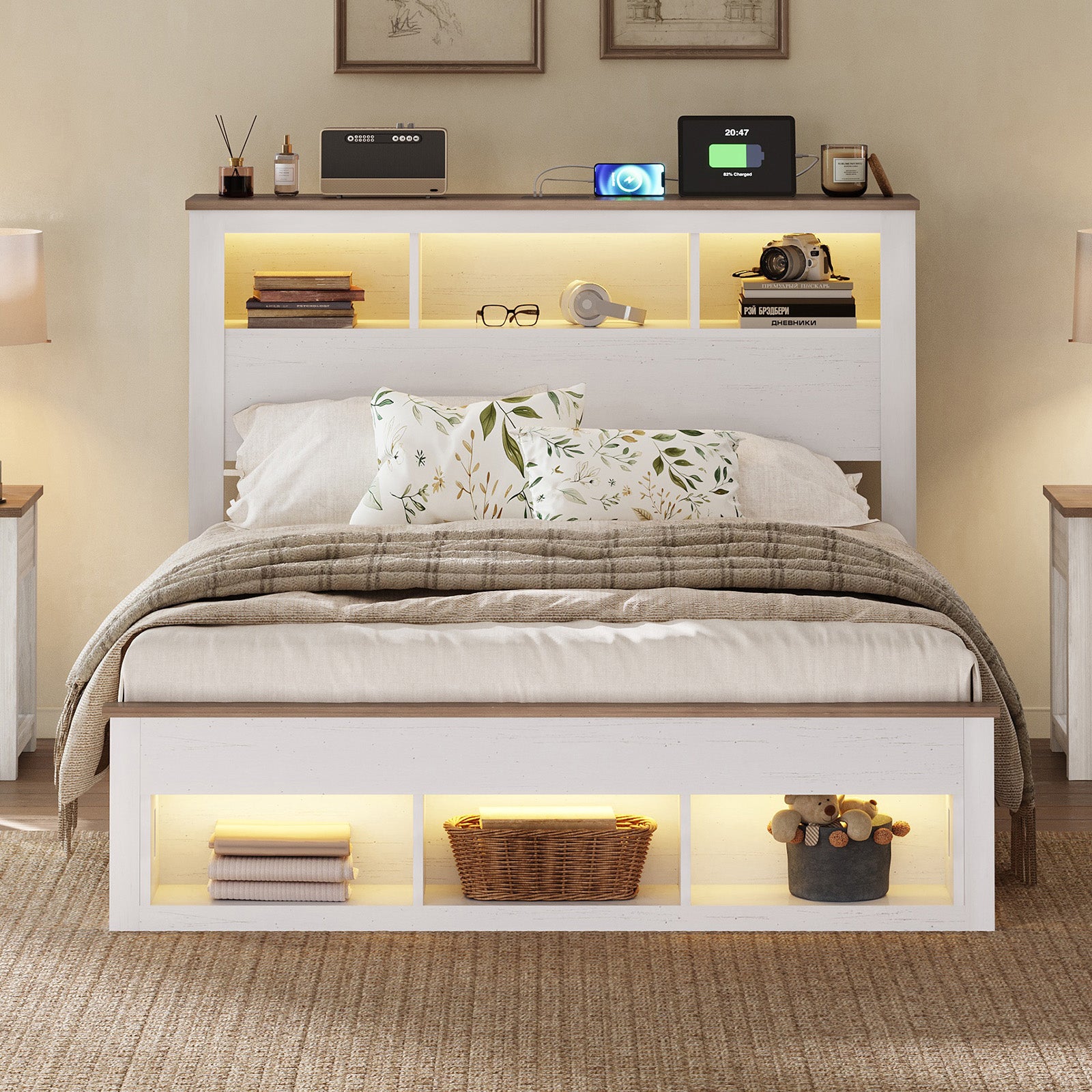 Larkin Storage Bed Frame - Queen / Antique White