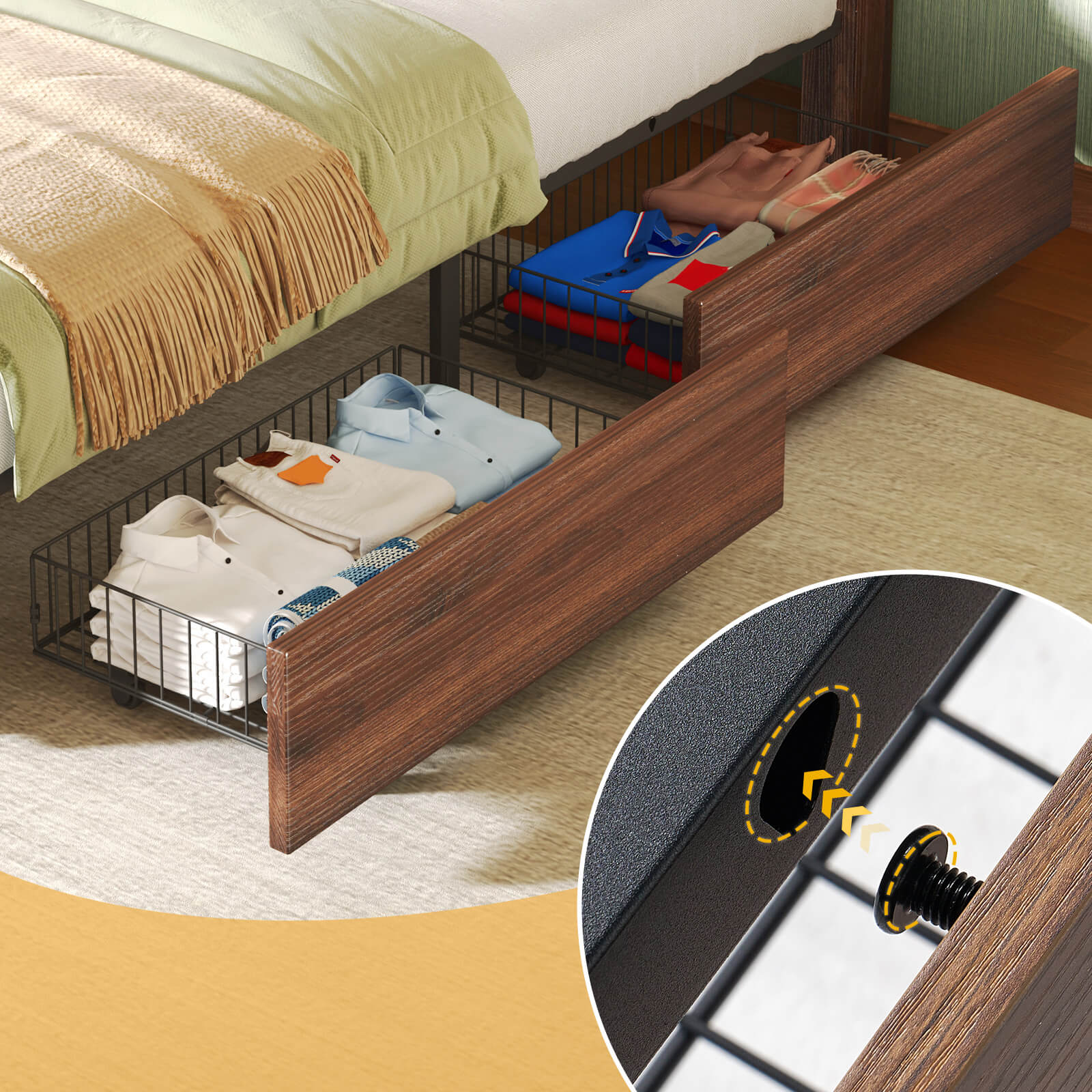 Bandera Bed Frame with 4 Drawers - Rustic Brown