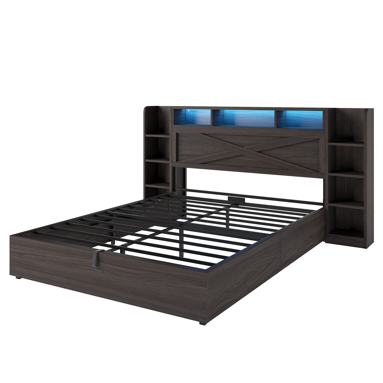 Porter Hydraulic Storage Bed Frame - Full / Dark Oak