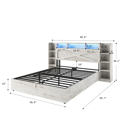 Porter Hydraulic Storage Bed Frame - Full / White Birch