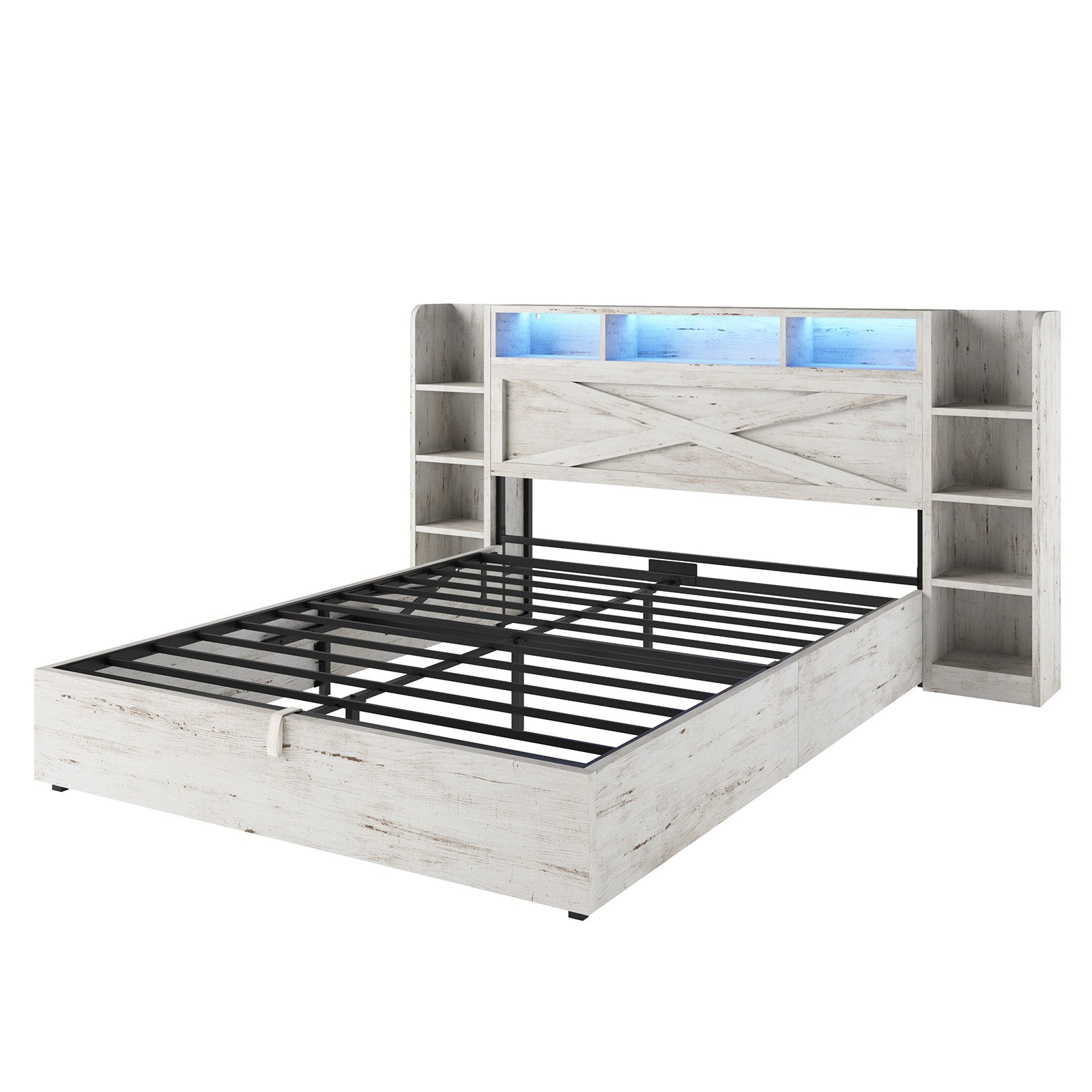 Porter Hydraulic Storage Bed Frame - Full / White Birch