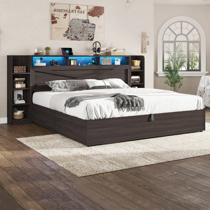 Porter Hydraulic Storage Bed Frame - King / Dark Oak