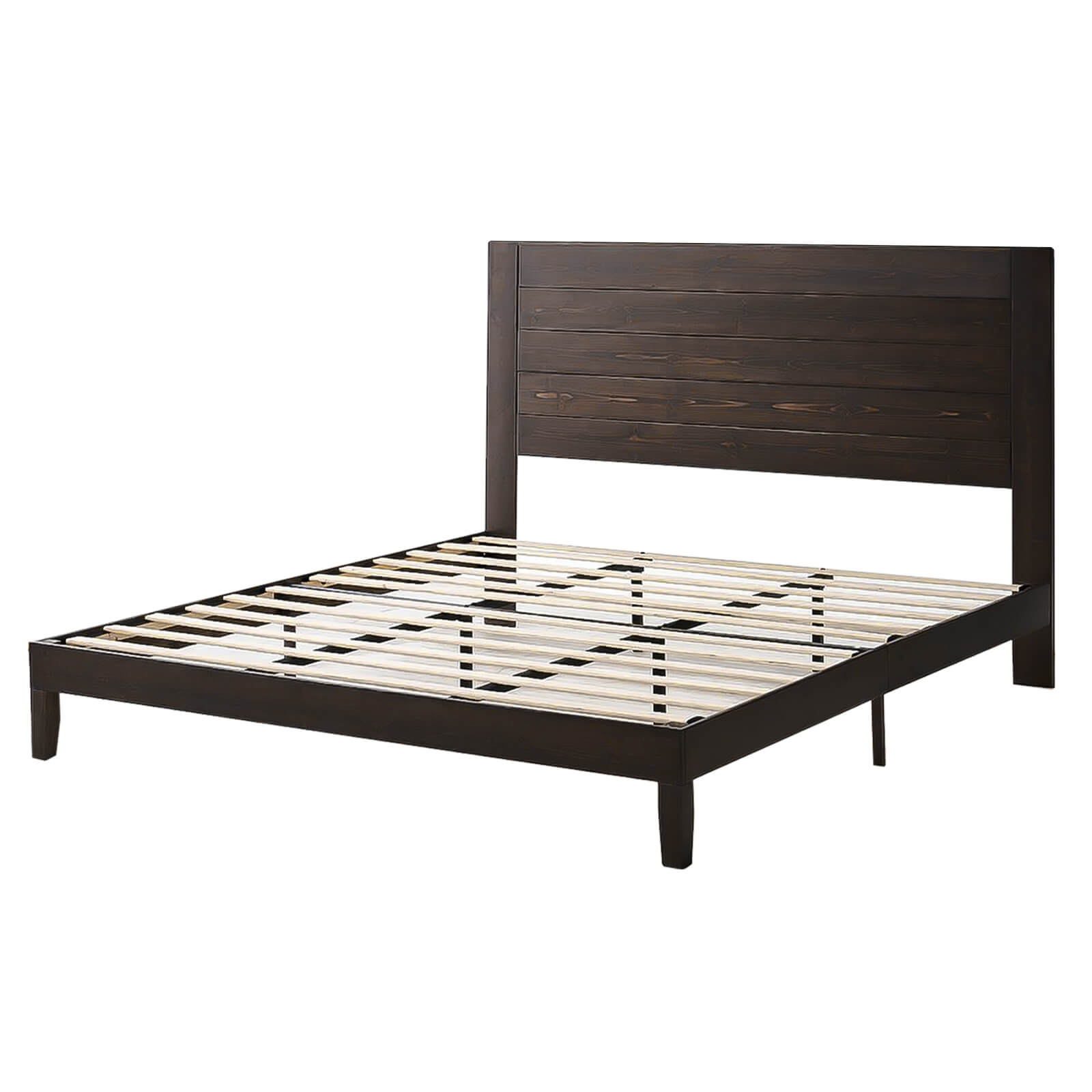 Fremont King Solid Wood Bed Frame -Dark Brown