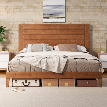 Fremont King Solid Wood Bed Frame -Light Brown