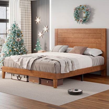Fremont King Solid Wood Bed Frame -Light Brown