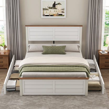 Allerton Solid Wood Storage Bed Frame -Full / Antique White