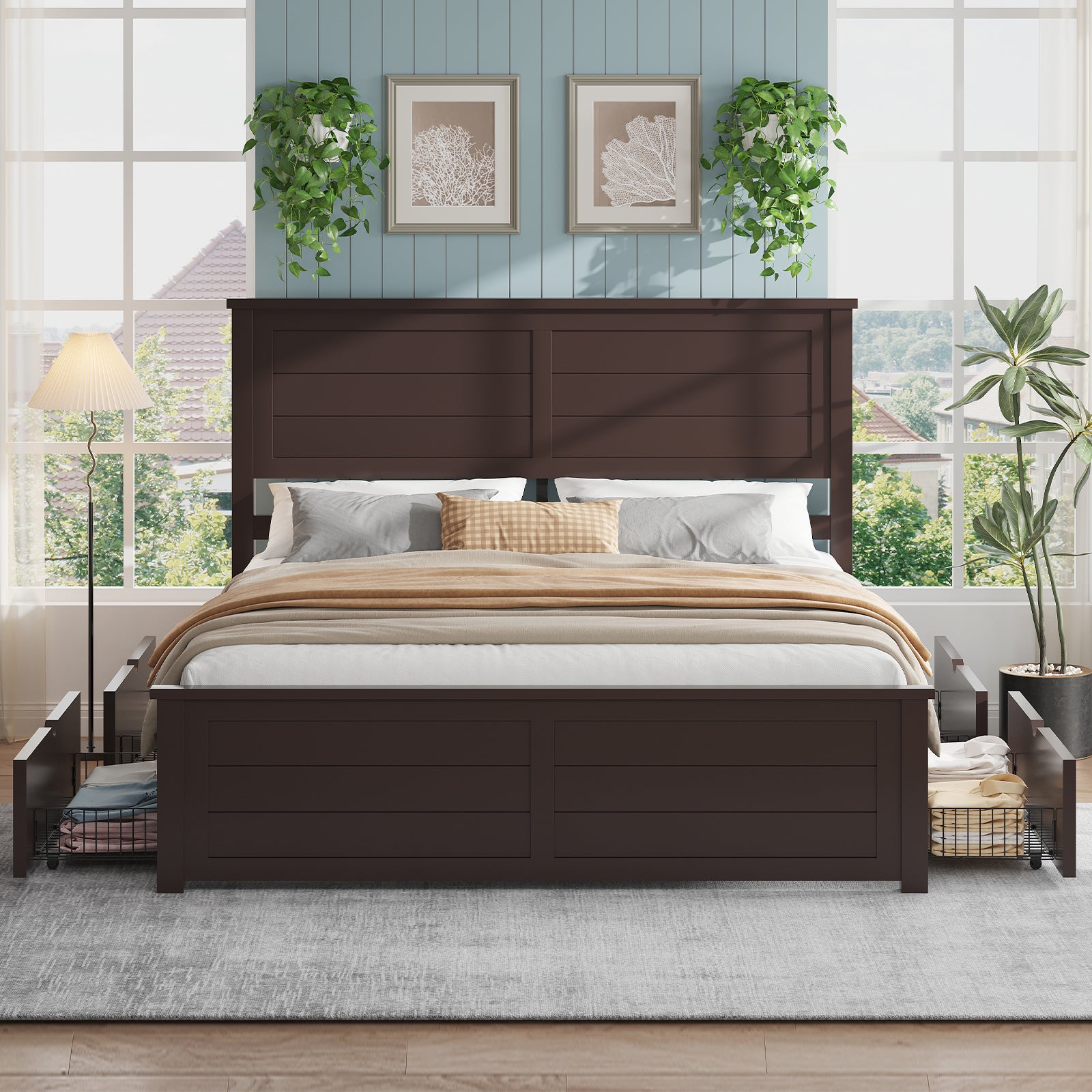 Allerton Solid Wood Storage Bed Frame -Full / Dark Coffee