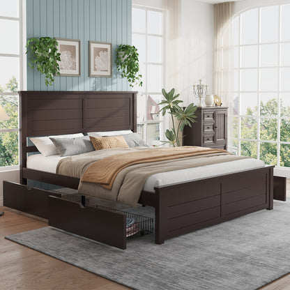 Allerton Solid Wood Storage Bed Frame -Full / Dark Coffee