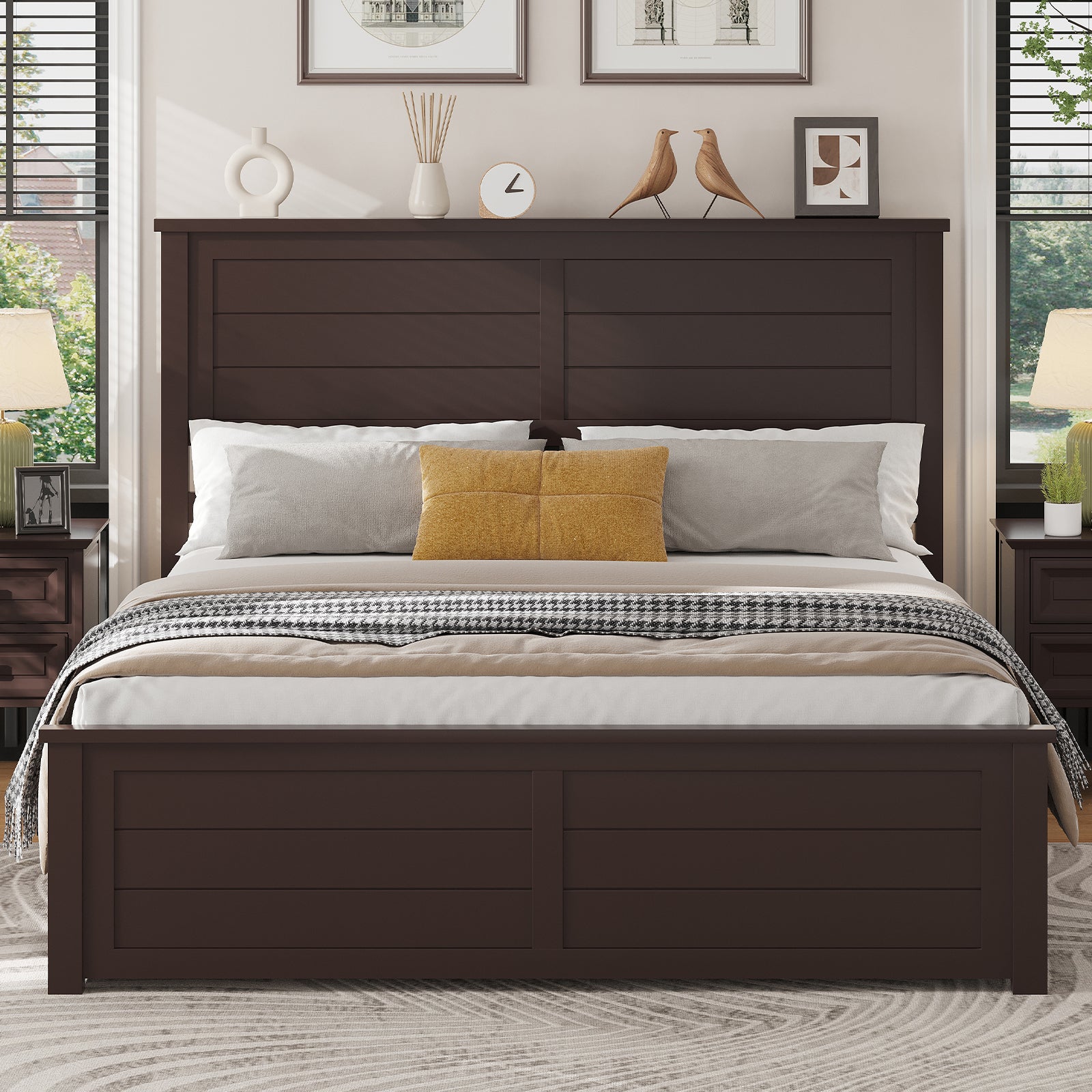 Allerton Solid Wood Storage Bed Frame -Full / Dark Coffee