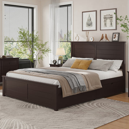 Allerton Solid Wood Storage Bed Frame -Full / Dark Coffee