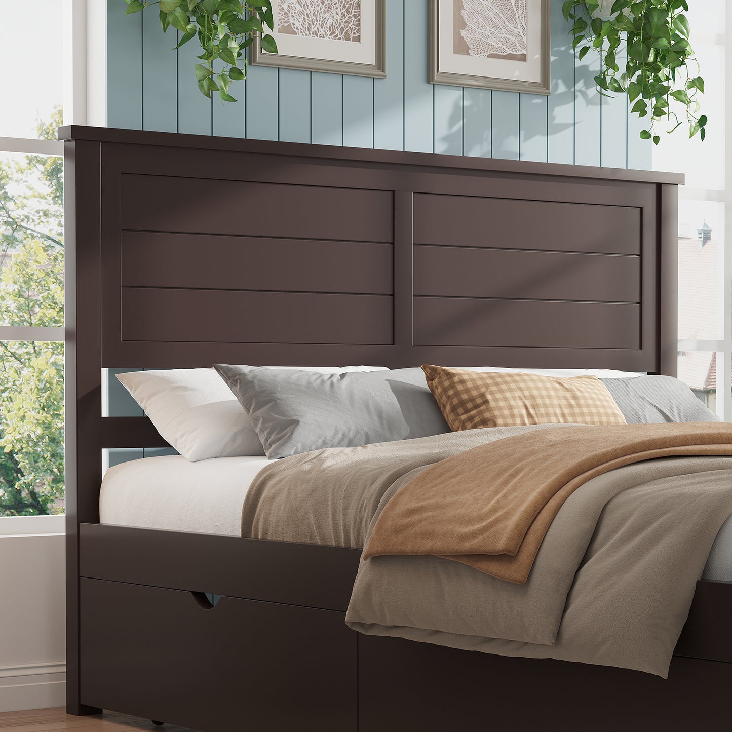 Allerton Solid Wood Storage Bed Frame -Full / Dark Coffee