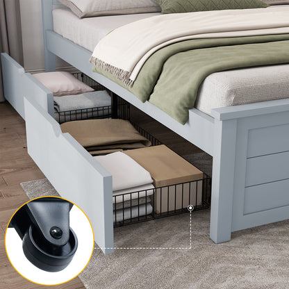 Allerton Solid Wood Storage Bed Frame -Full / Grayish Blue