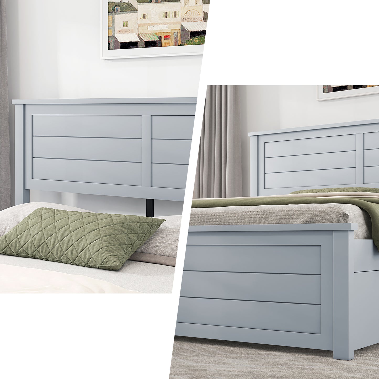 Allerton Solid Wood Storage Bed Frame -Full / Grayish Blue