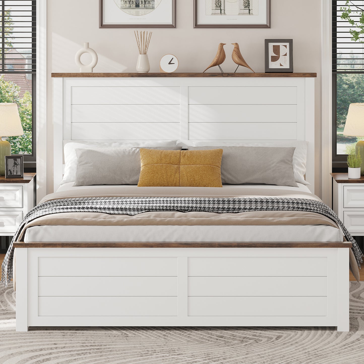 Allerton Solid Wood Storage Bed Frame - Queen / Antique White