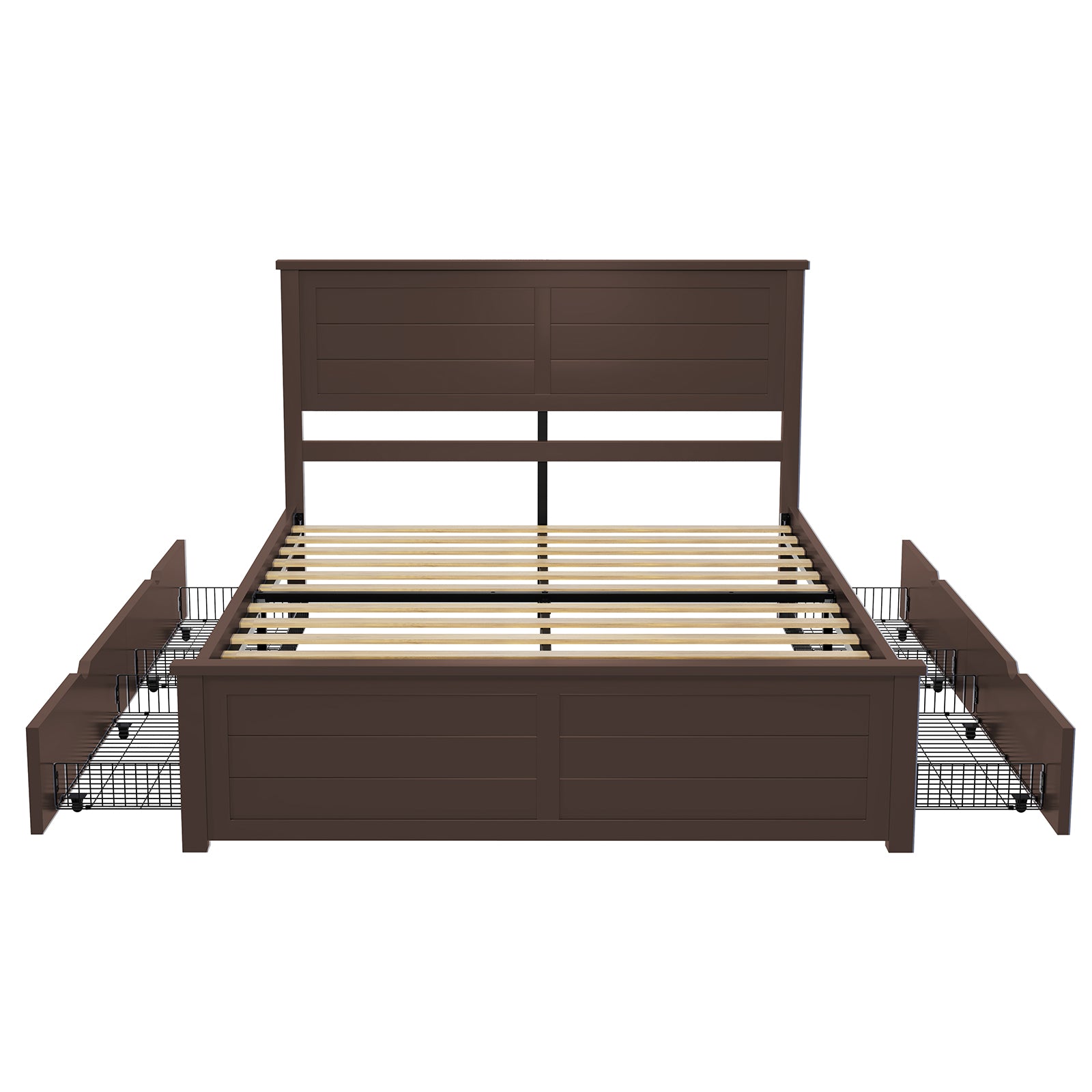 Allerton Solid Wood Storage Bed Frame - Queen / Dark Coffee