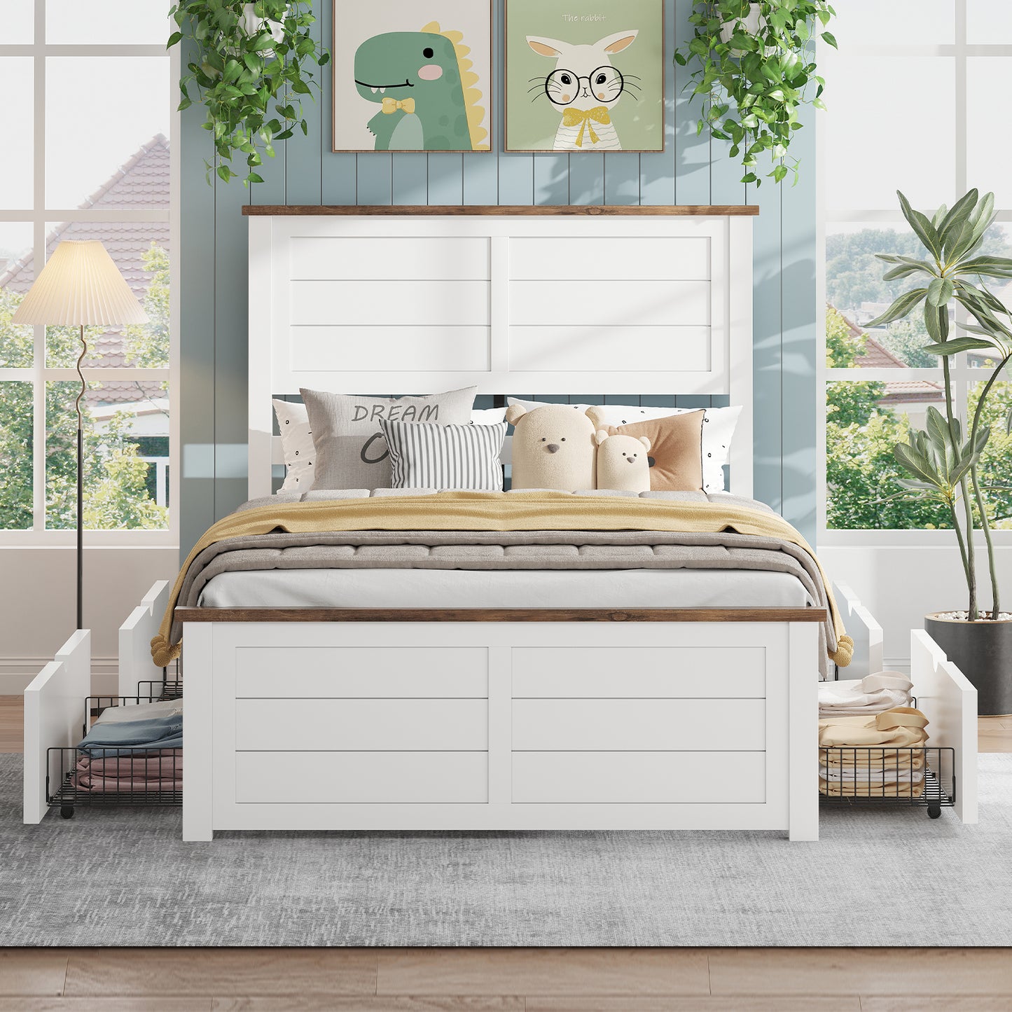 Allerton Solid Wood Storage Bed Frame -Twin / Antique White