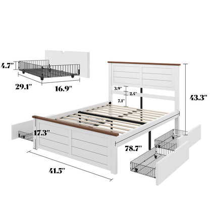 Allerton Solid Wood Storage Bed Frame -Twin / Antique White