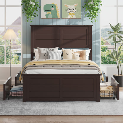 Allerton Solid Wood Storage Bed Frame -Twin / Dark Coffee