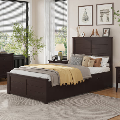 Allerton Solid Wood Storage Bed Frame -Twin / Dark Coffee