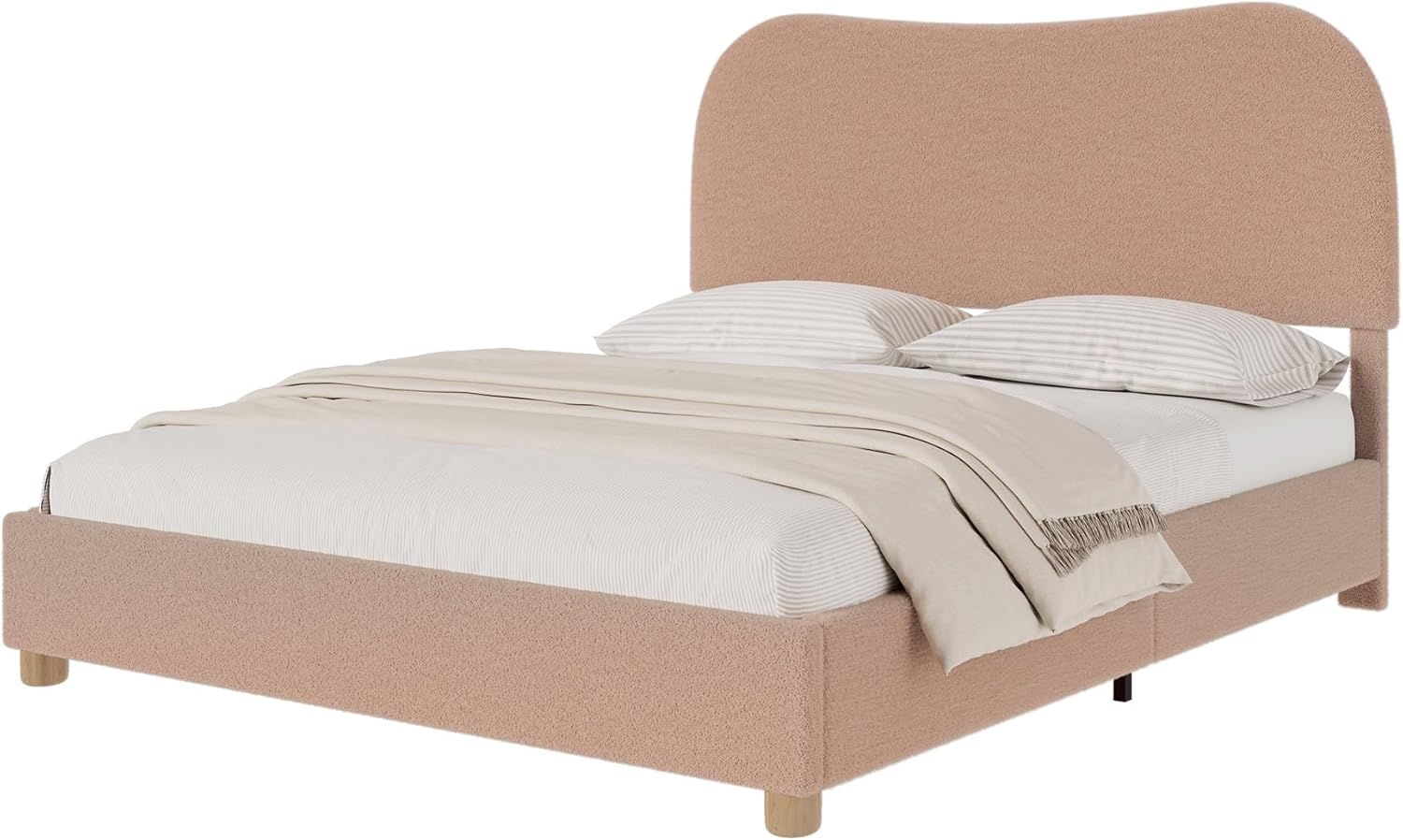 Boucle Fabric Full Bed Frame 
